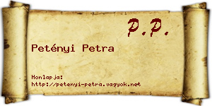 Petényi Petra névjegykártya